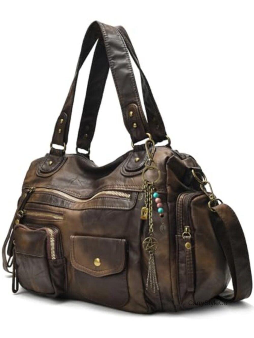 Soft Washed Vegan Leather Hobo Crossbody Bag Women Large Tote Shoulder Purse